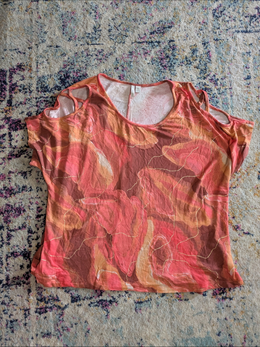 Women’s Coral Multi-Tone Cold-Shoulder Tank Top